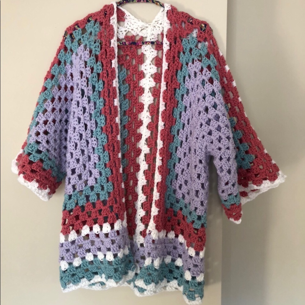 crocheted cardigan